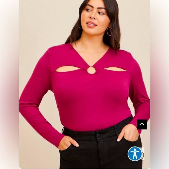 Torrid Super Soft O-Ring Detail And Cutouts Long Sleeve Top - Picture 1 of 4